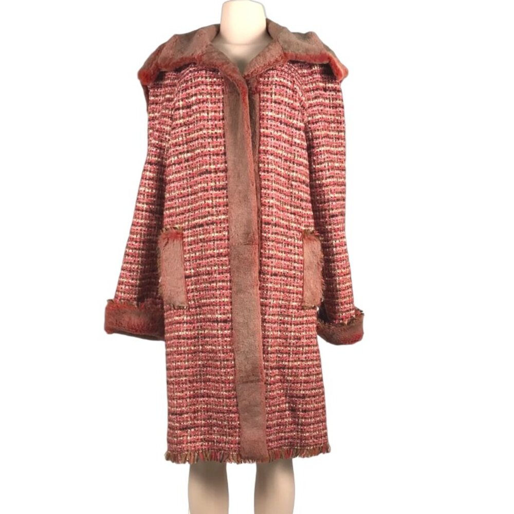 CHANEL TWEED/FUR REVERSIBLE LAPIN COAT